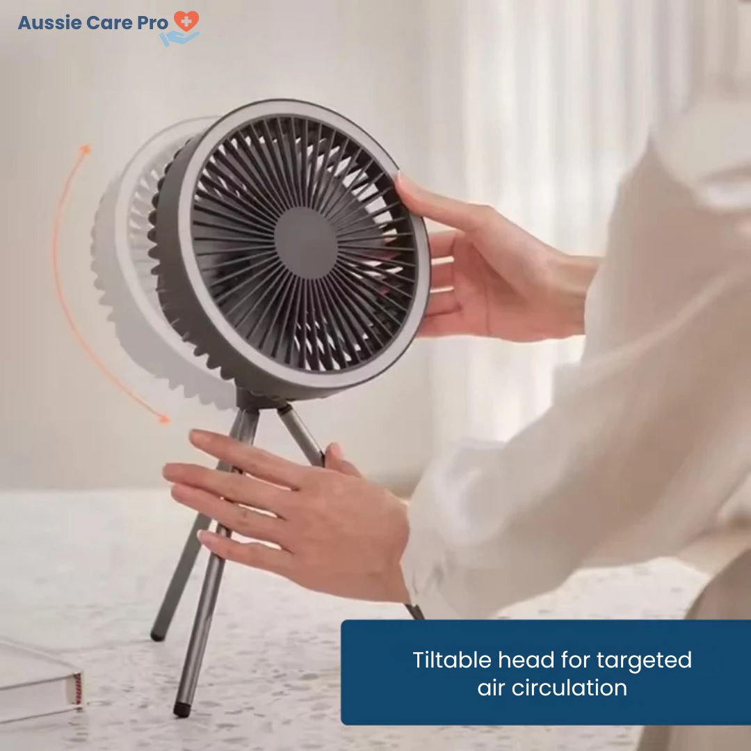 Portable Outdoor Fan with LED Light and USB Charger