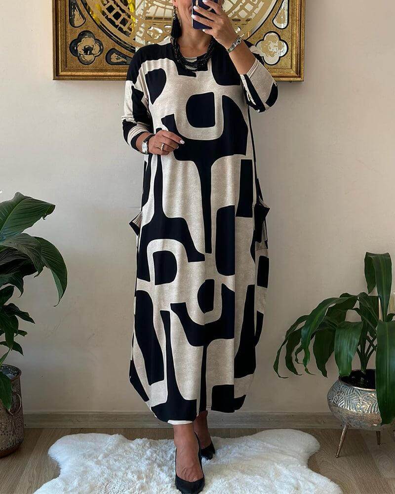 Fashionable Floral Long Sleeve Women's Dress - Luxivelle