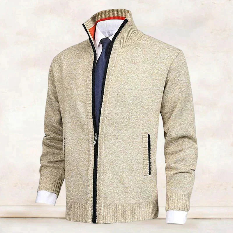 Warm Crew Neck Zip Cardigan for Men