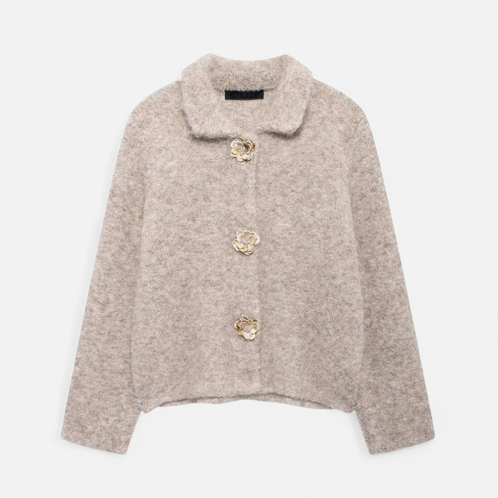 Ladies' Pretty Flower Knit Cardigan Sweater - Luxivelle
