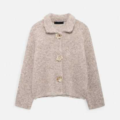 Ladies' Pretty Flower Knit Cardigan Sweater - Luxivelle