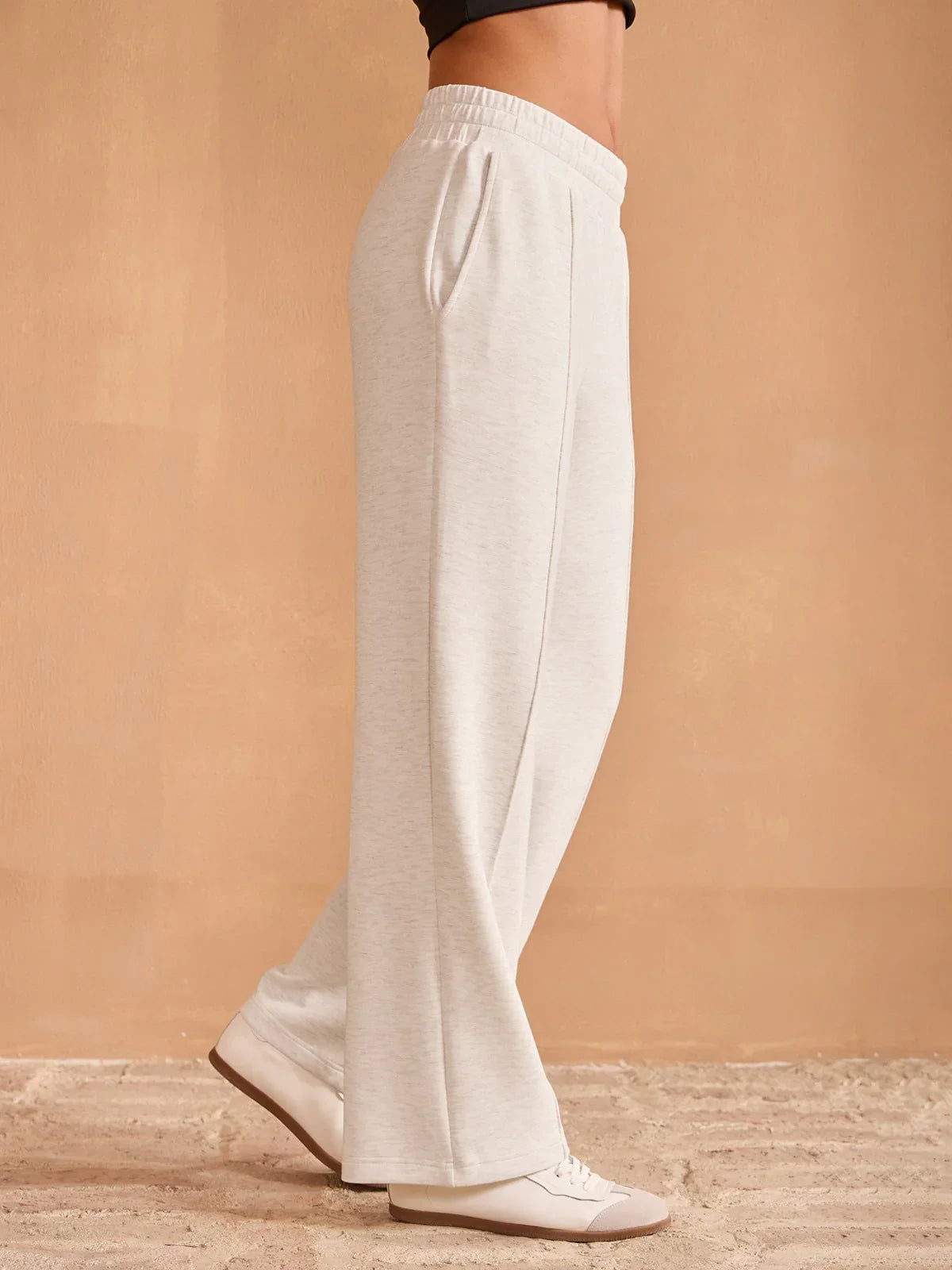 Comfortable Elastic Waist Wide Leg Trousers