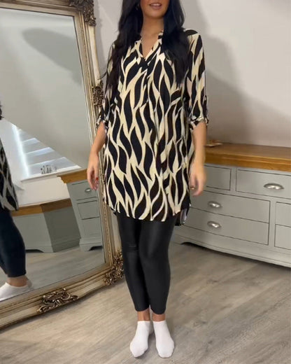 Fashionable Patterned Loose Fit Top
