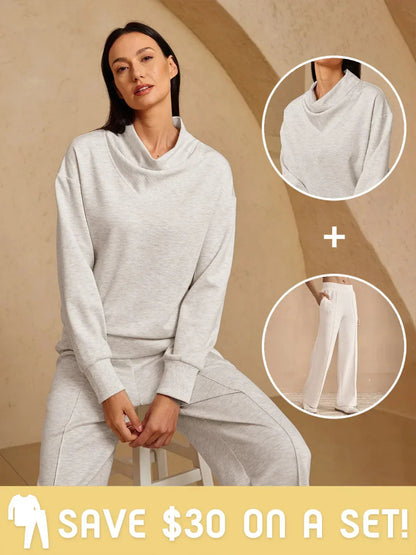 Comfortable Elastic Waist Wide Leg Trousers