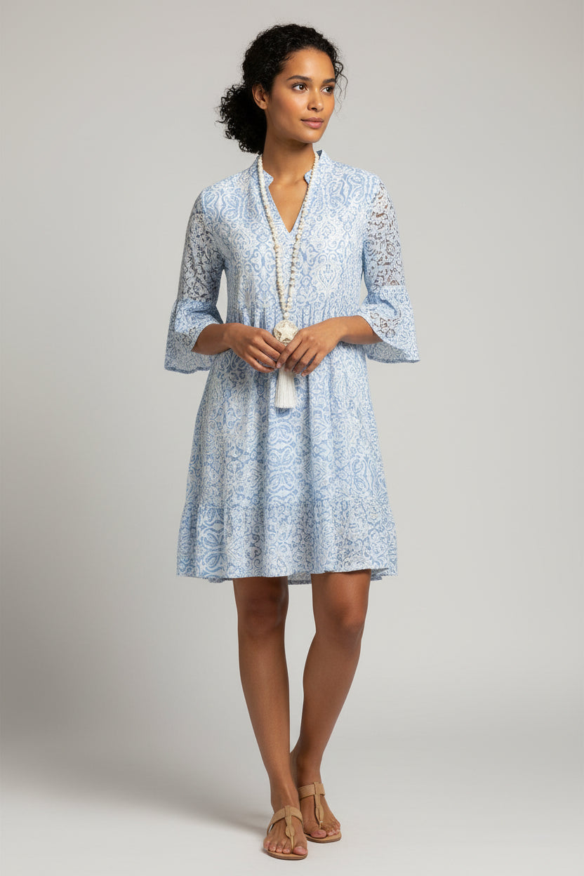 Cute Floral - Short Sleeve Mini Dress for Women - Luxivelle