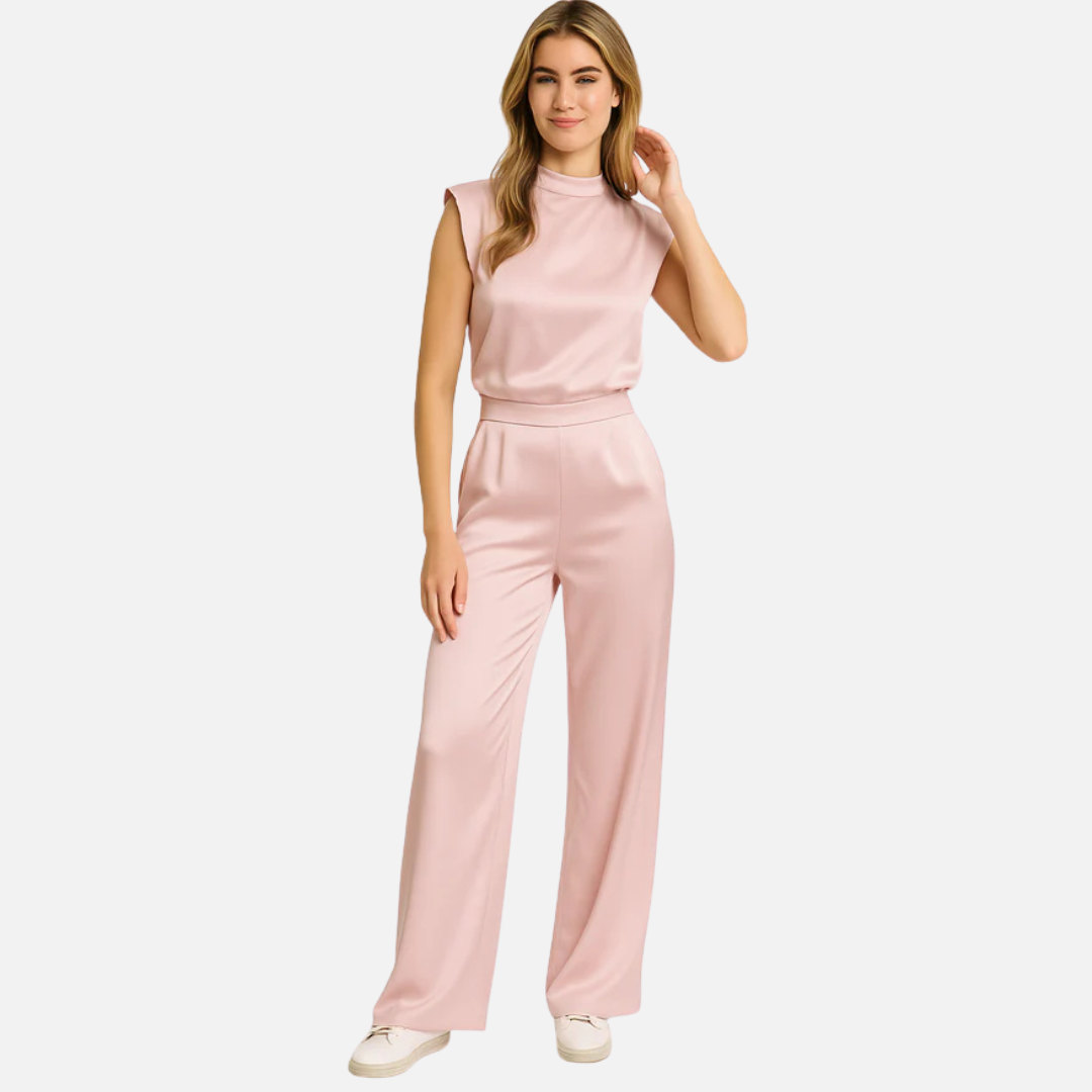 Elsa | Women's Satin High Neck Jumpsuit