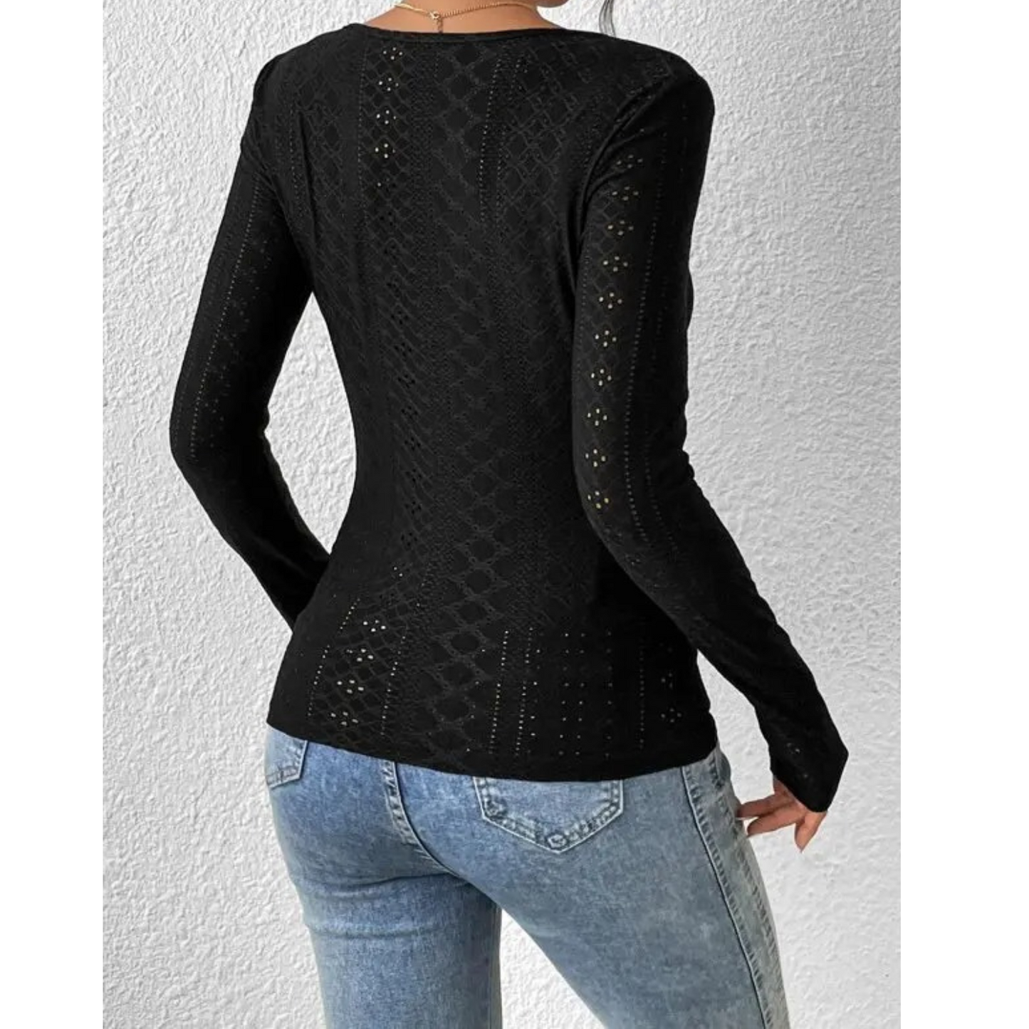 Elegant Crew Neck Long Sleeve Women's Top