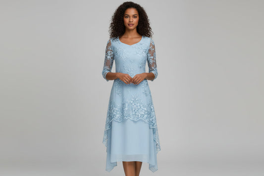 Classic Ladies Round Neckline Dress - Luxivelle