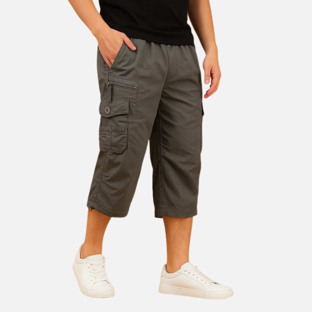 Men's 3/4 Cargo Shorts - Multi-Pocket Below Knee Combat Shorts