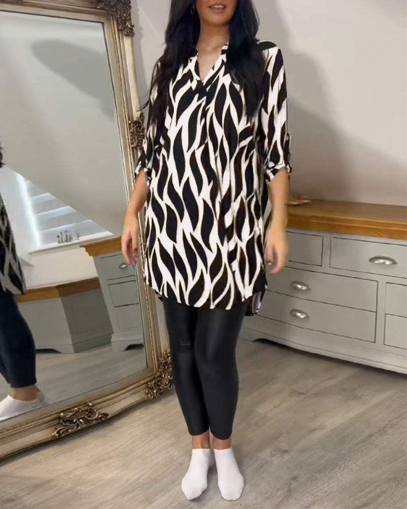 Fashionable Patterned Loose Fit Top