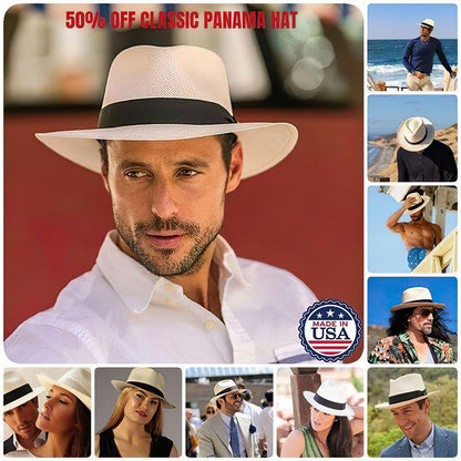 Classic Summer Straw Panama Hat with Sun Protection