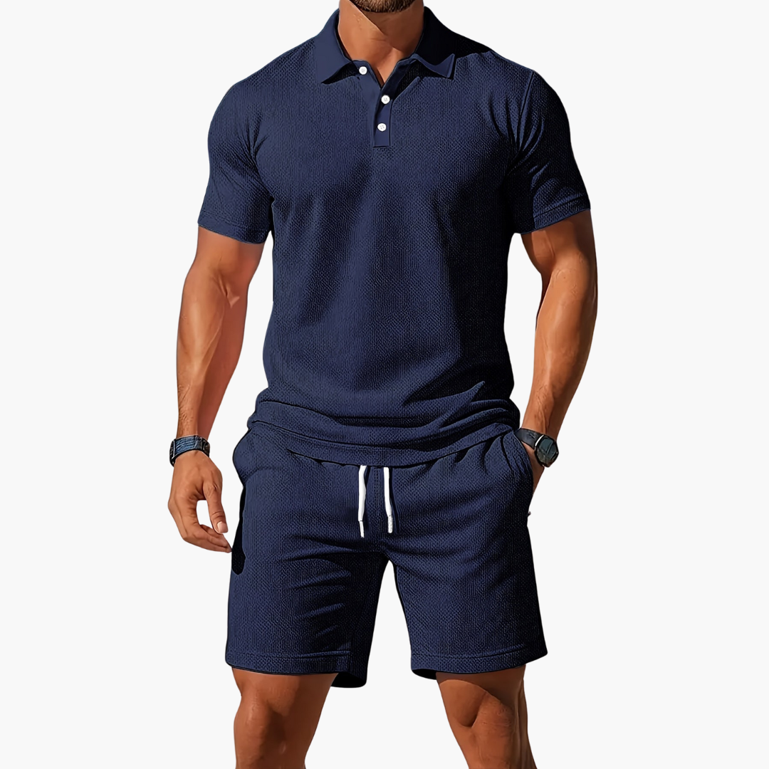 Men's Classic Cotton Polo Shirt and Shorts Set