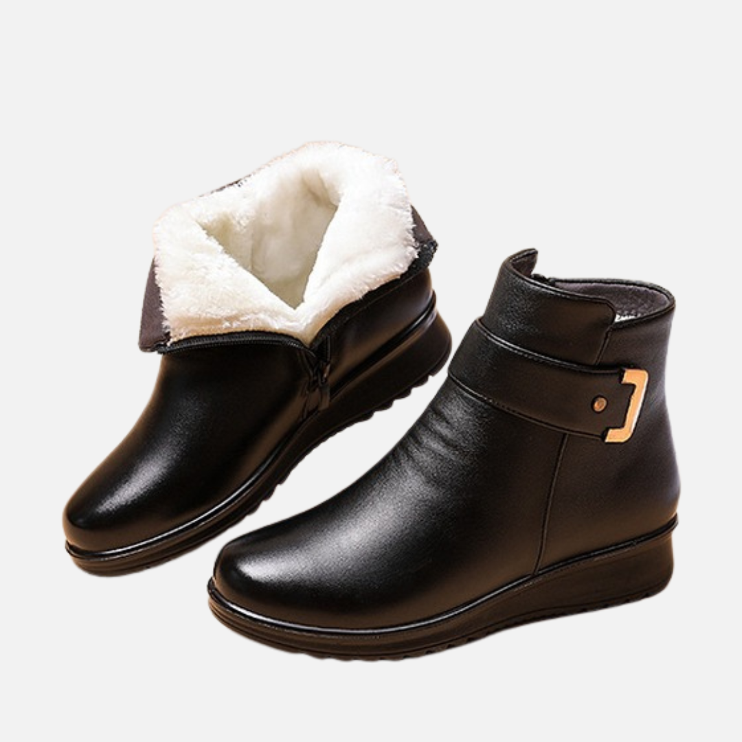 Women's Ankle Boots - Warm Faux Fur Lined Comfort Walking Shoes
