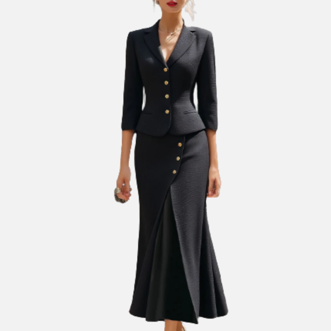 Women’s Elegant Blazer and Midi Skirt Set