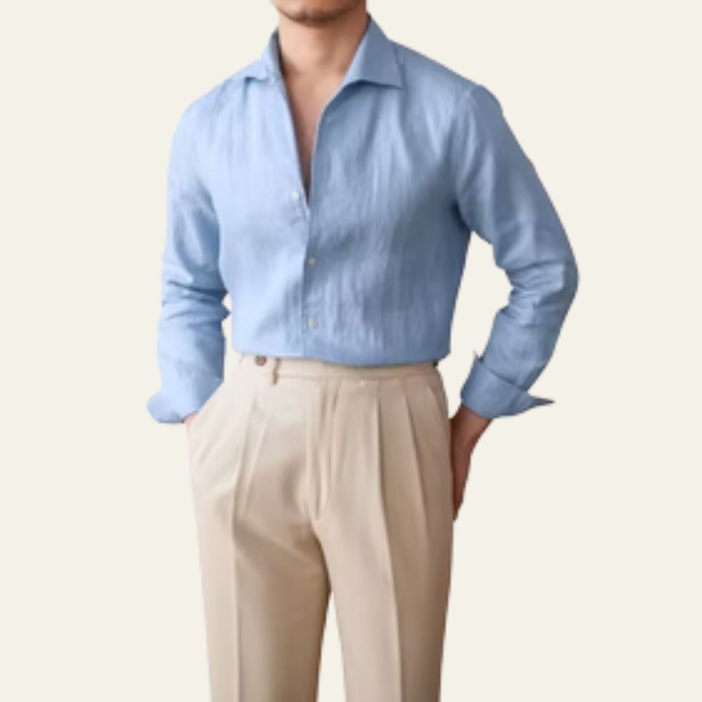 Relaxed Fit Men's Cotton Long Sleeve Dress Shirt