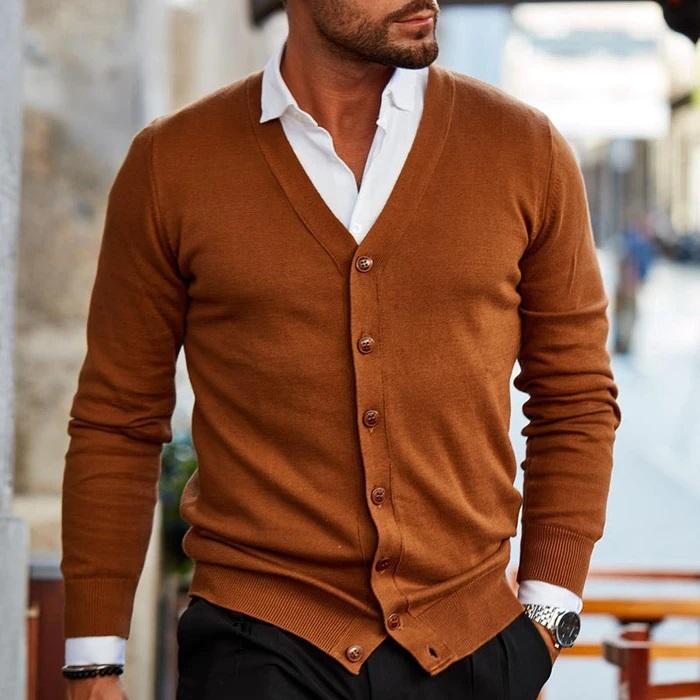 Simple Open Front Mens Cardigan Sweater