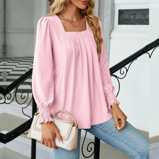 Classic Fit Crew Neck Long Sleeve Top - Luxivelle