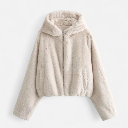 Women's Oversized Plush Faux Fur Hooded Coat - Luxivelle