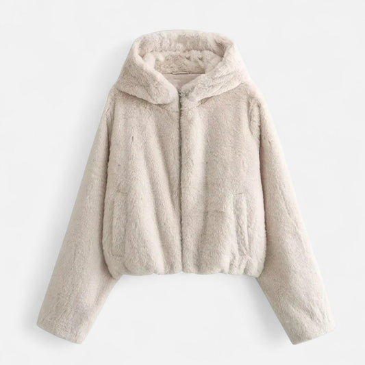 Women's Oversized Plush Faux Fur Hooded Coat - Luxivelle