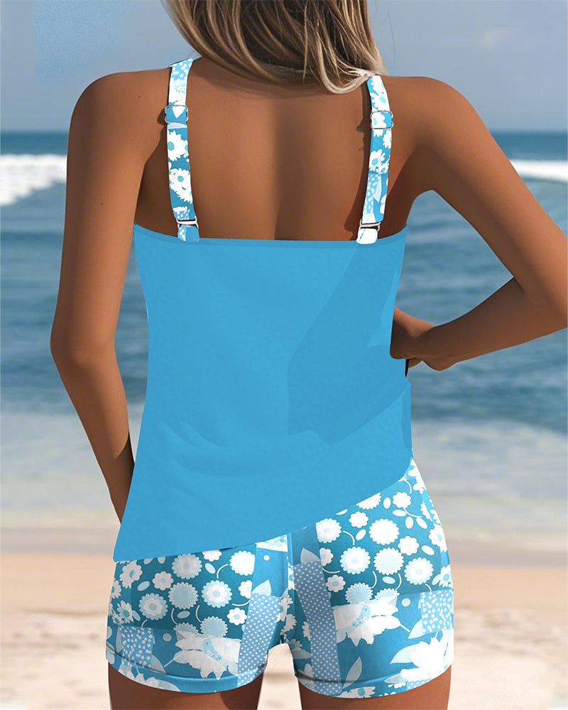 Women's Classic Halter Neck Swimwear Tankini Set