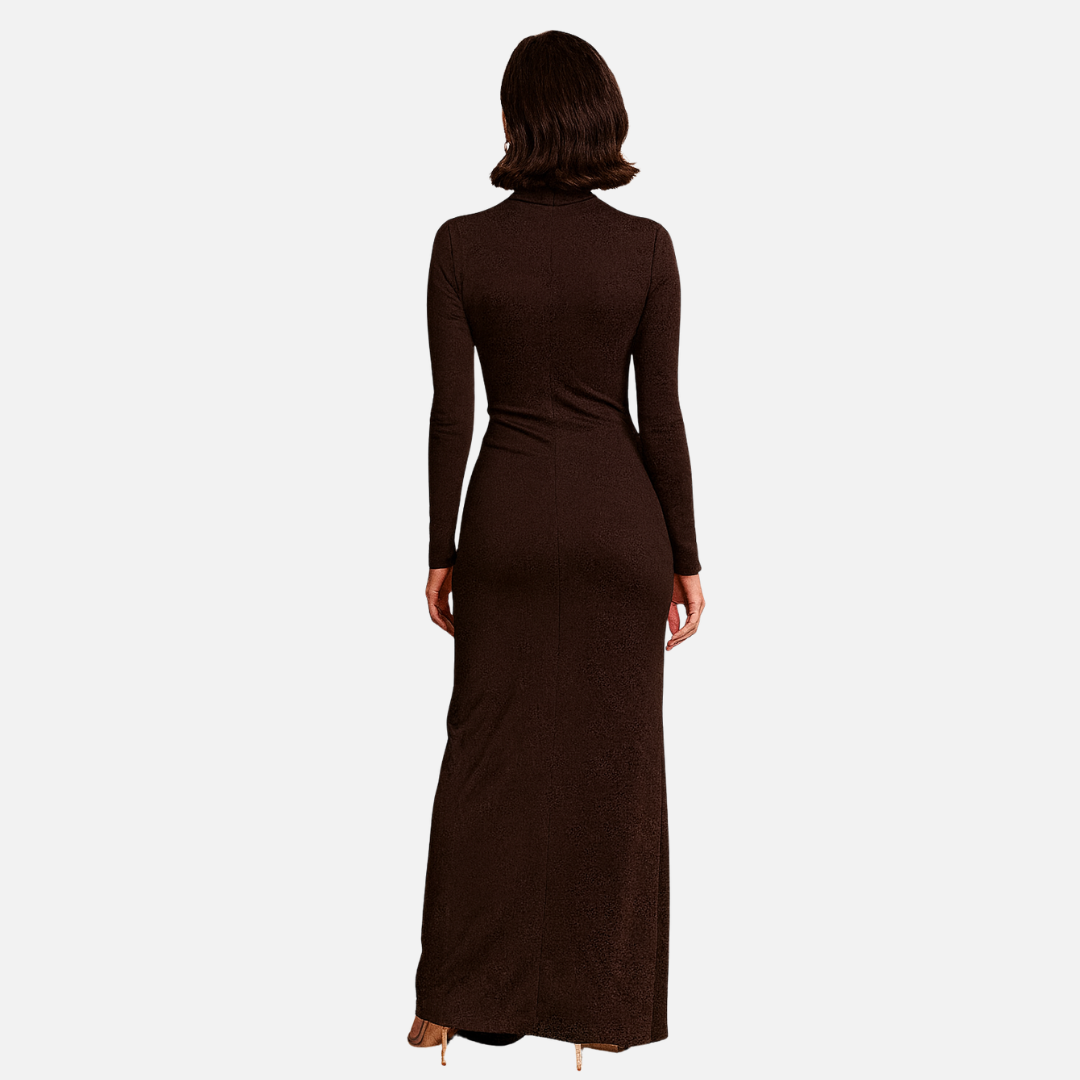 Women's Elegant Maxi Dress – High Neck Bodycon Gown