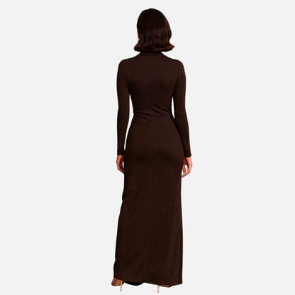 Women's Elegant Maxi Dress – High Neck Bodycon Gown