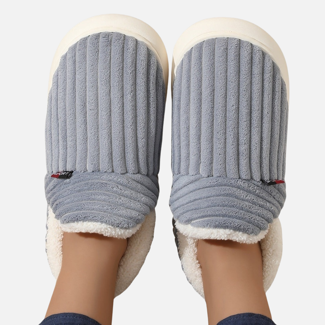 Women's Fleece-Lined Slippers - Soft Corduroy Indoor Bootie Shoes