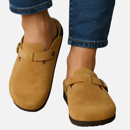 Men's Suede Buckle Mules