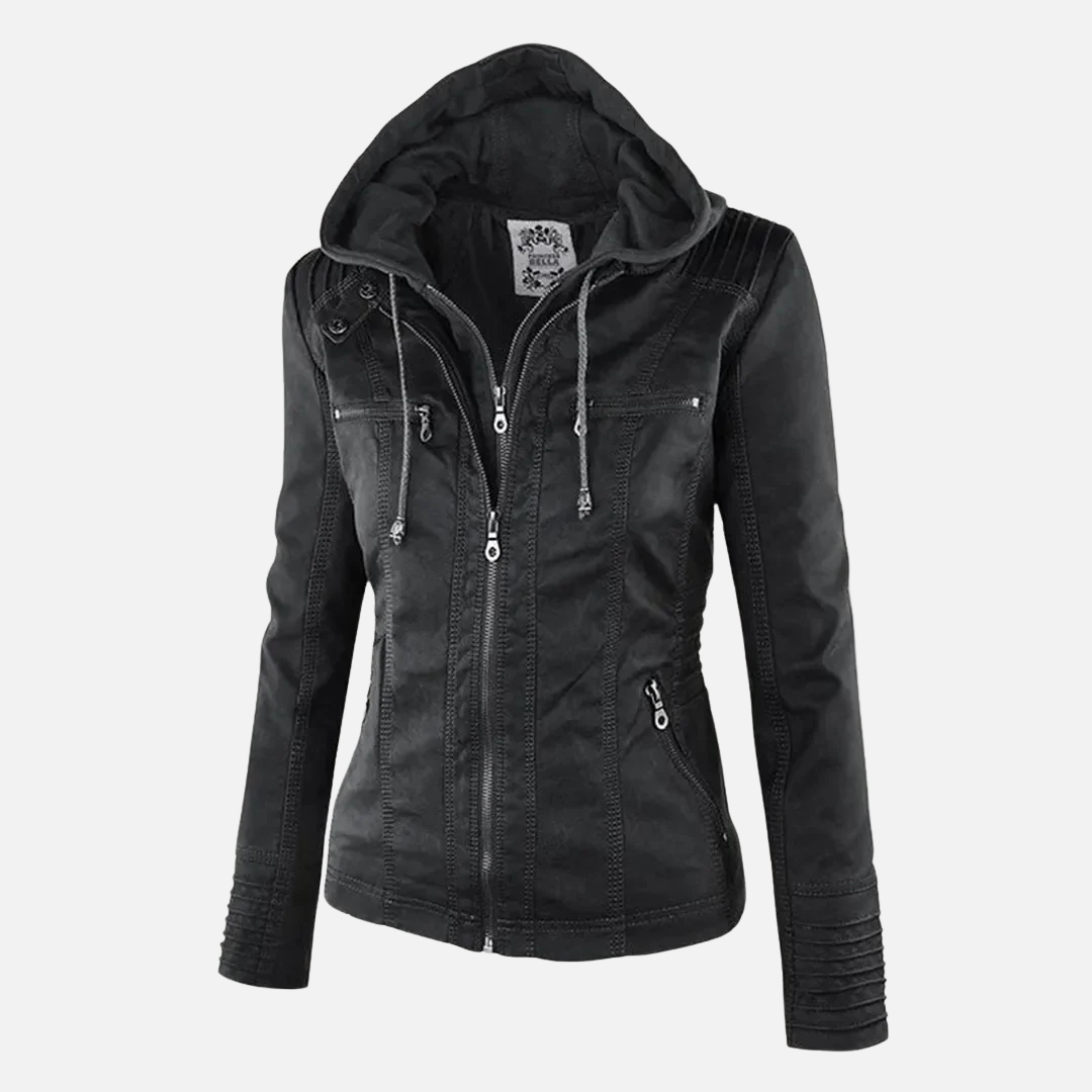 Women's Leather Hooded Utility Jacket