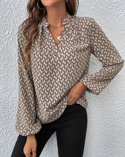Women's V-Neck Bell Sleeve Blouse - Luxivelle
