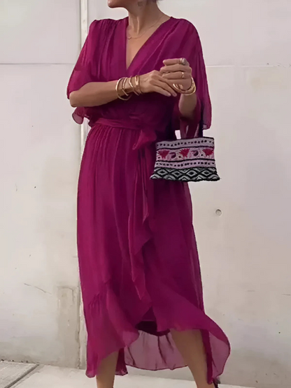 Elegant Classic Midi Wrap Dress