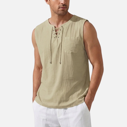 Men’s Sleeveless Tank Top Lace-Up