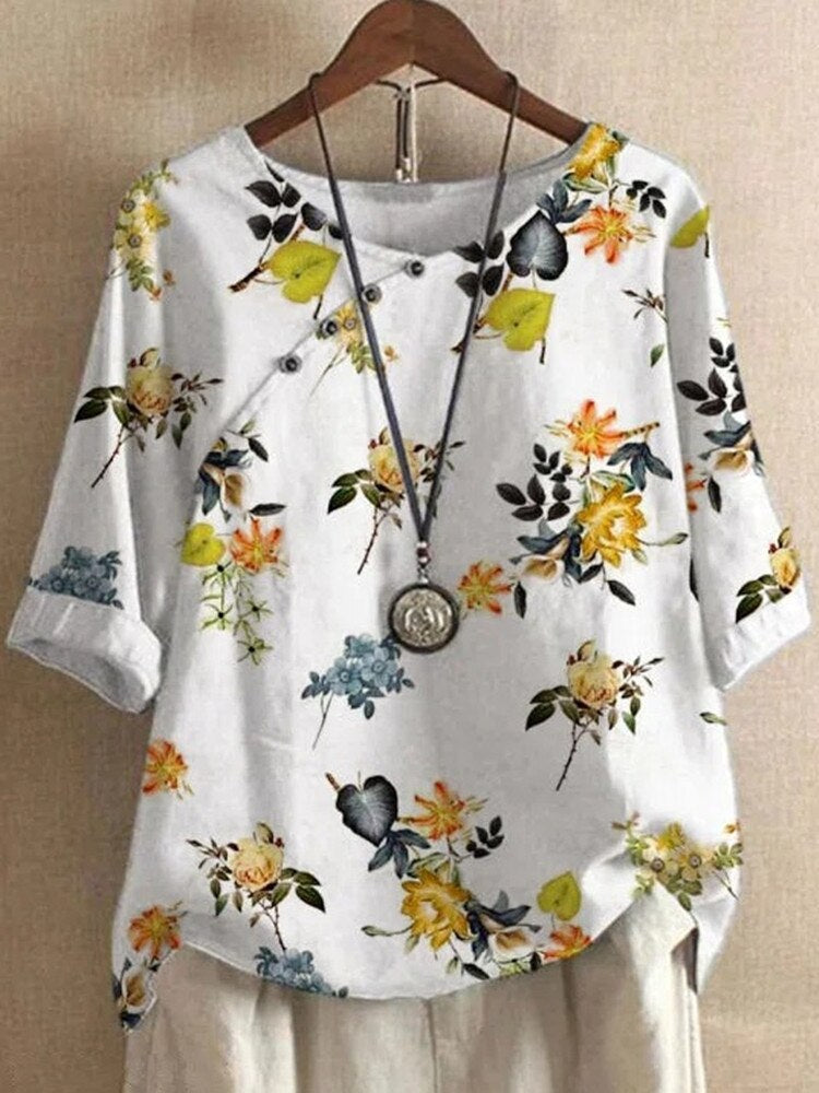 Casual V-Neck Floral Women's Top