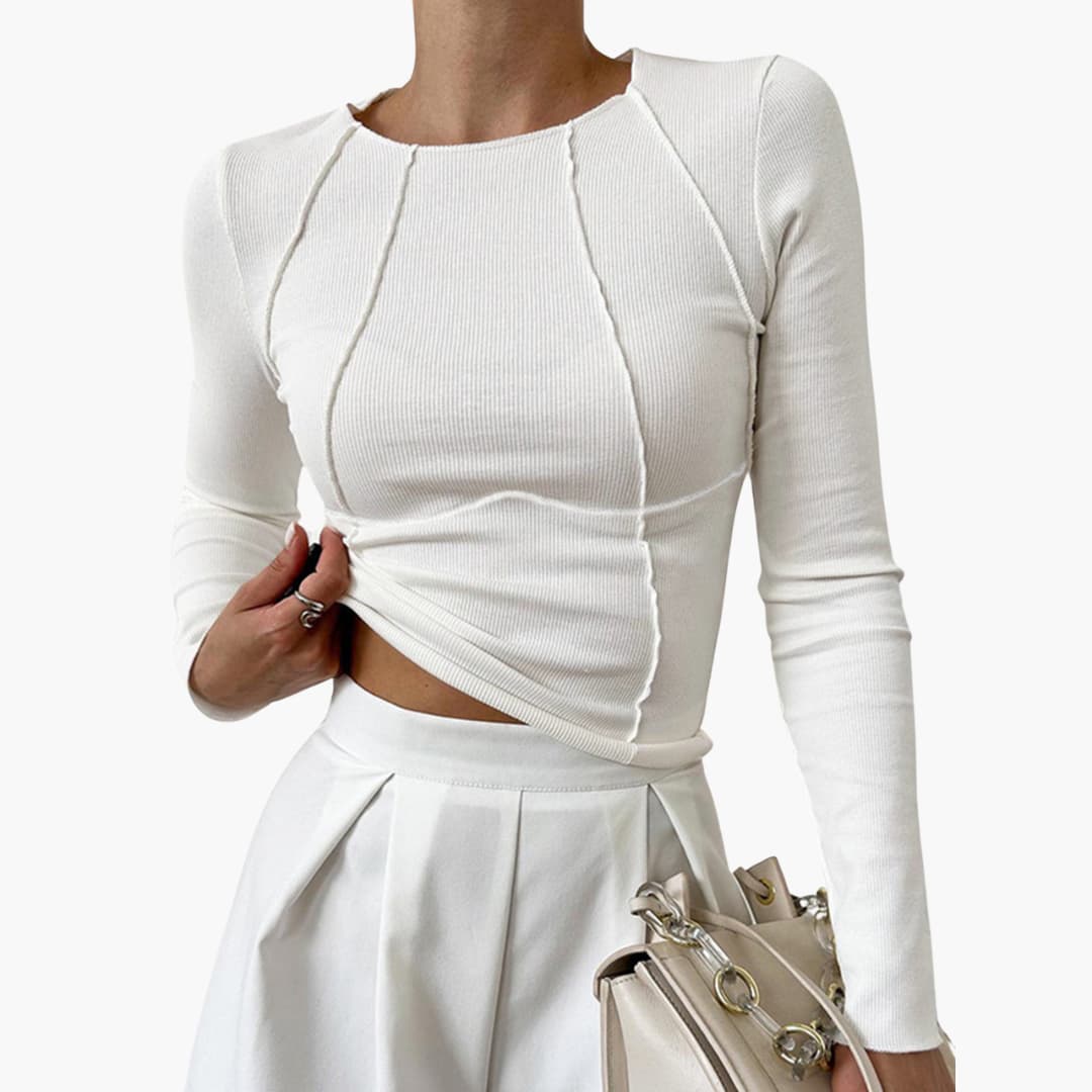Fitted Seamed Long Sleeve Women's Top - Luxivelle