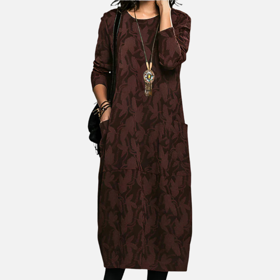 Jasmine | Long Sleeve Abstract Maxi Dress