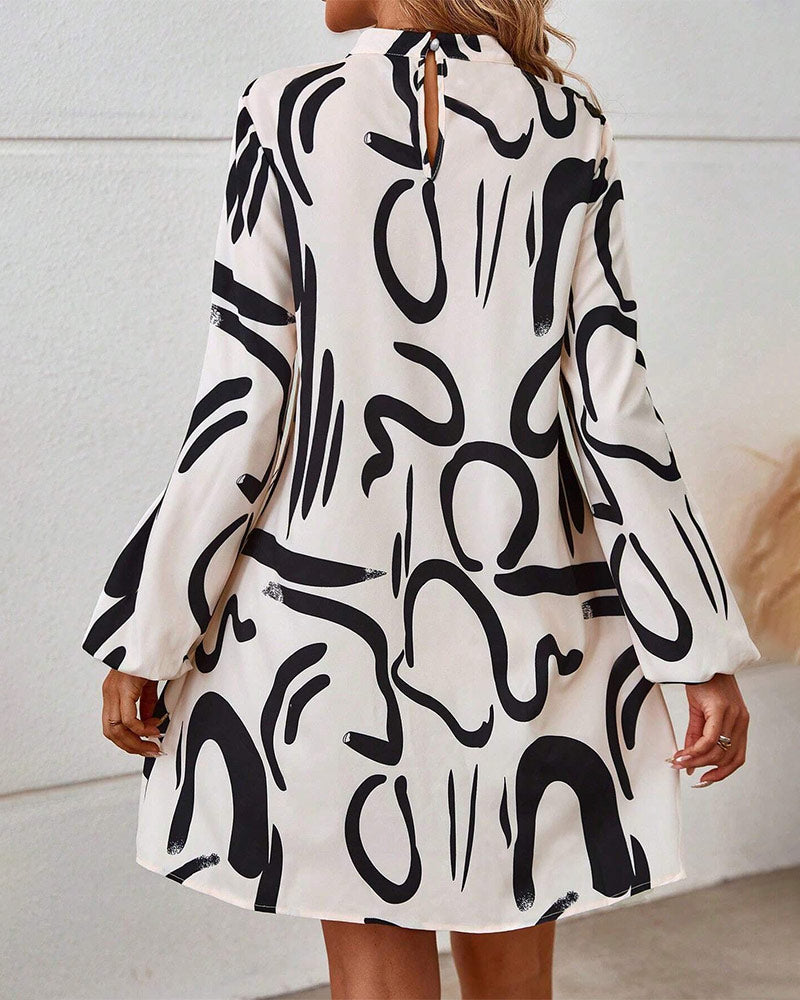 Casual Graphic Print Crew Neck Dress