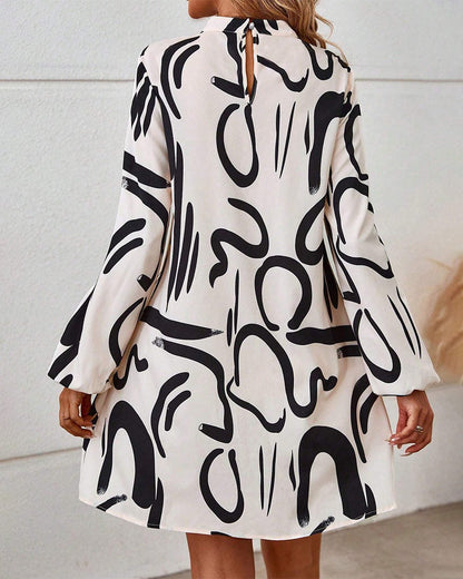 Casual Graphic Print Crew Neck Dress