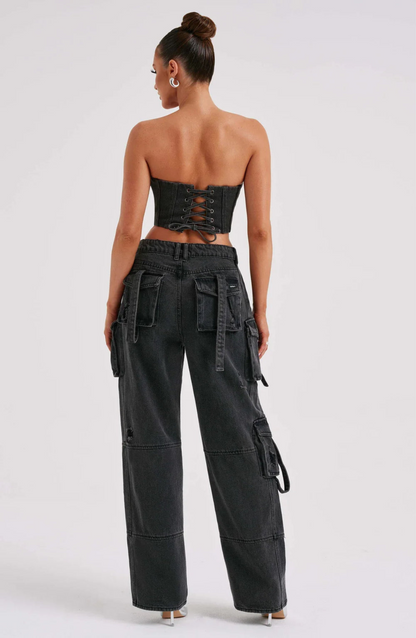 Comfortable Women's Strapless Denim Corset Top