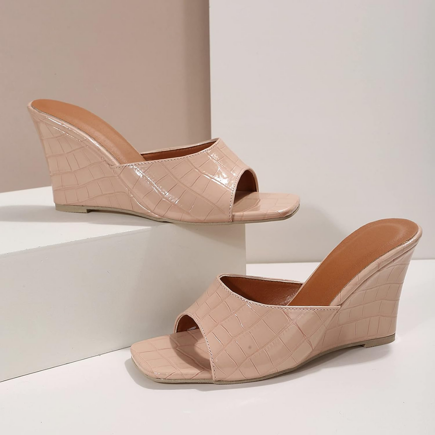 Fake Snake Skin High Heel Wedges