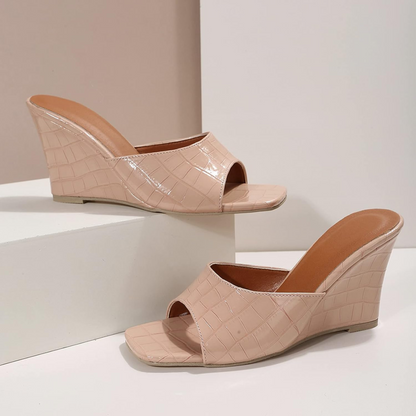 Fake Snake Skin High Heel Wedges