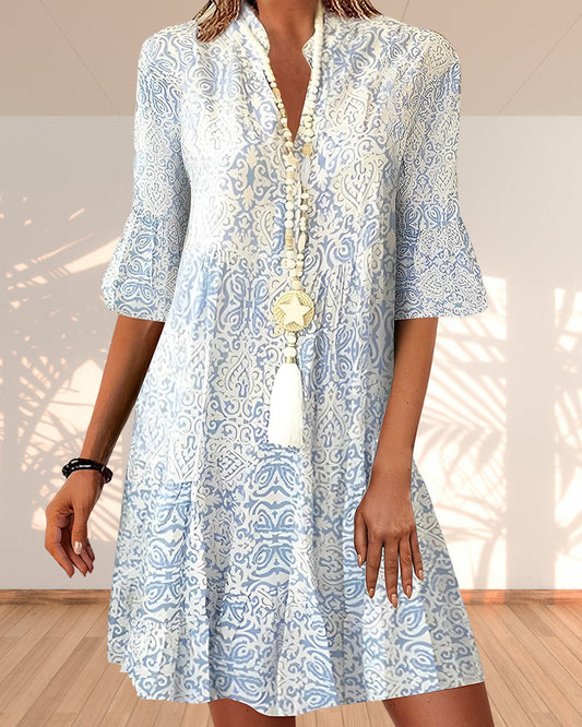 Kunigunde Women's Elegant Print Dress – High-Quality Breathable Fabric-1