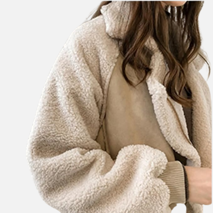 Women's Sherpa Aviator Jacket - Suede Biker Coat with Faux Fur Lining