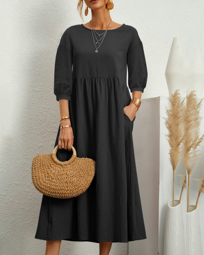 Loose Fit Bell Sleeve Dress - Luxivelle