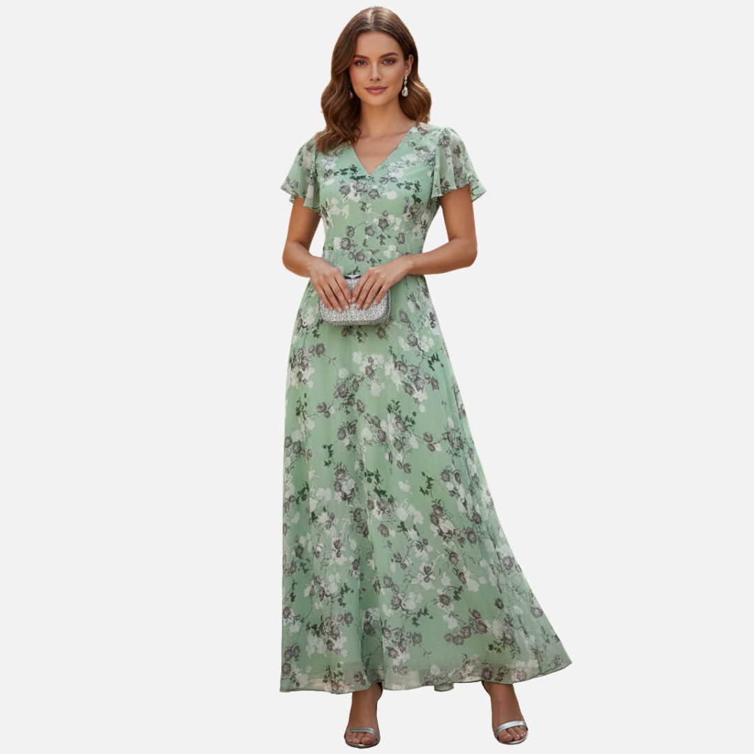 Women's Maxi Dress Floral Pleated