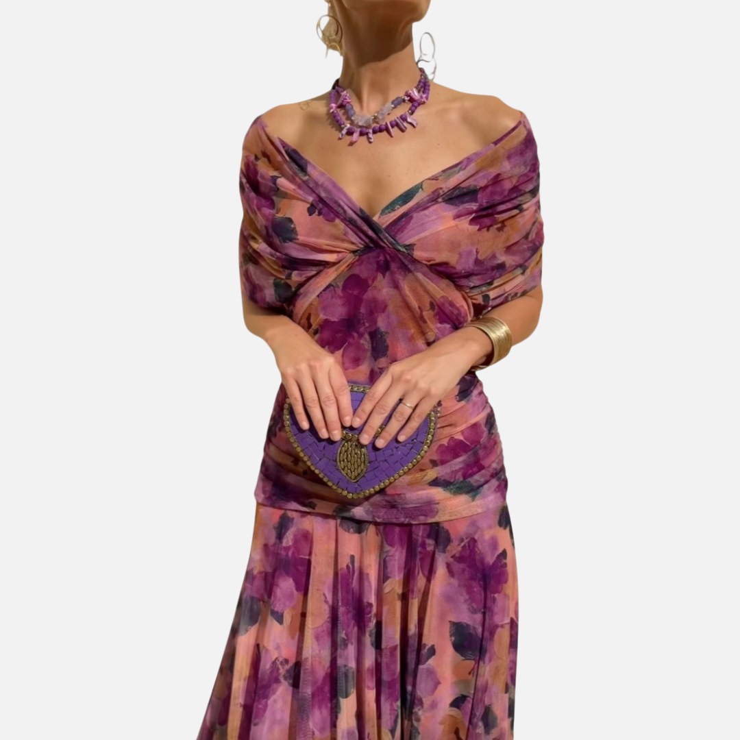 Rosie | Off-Shoulder Pleated Dress