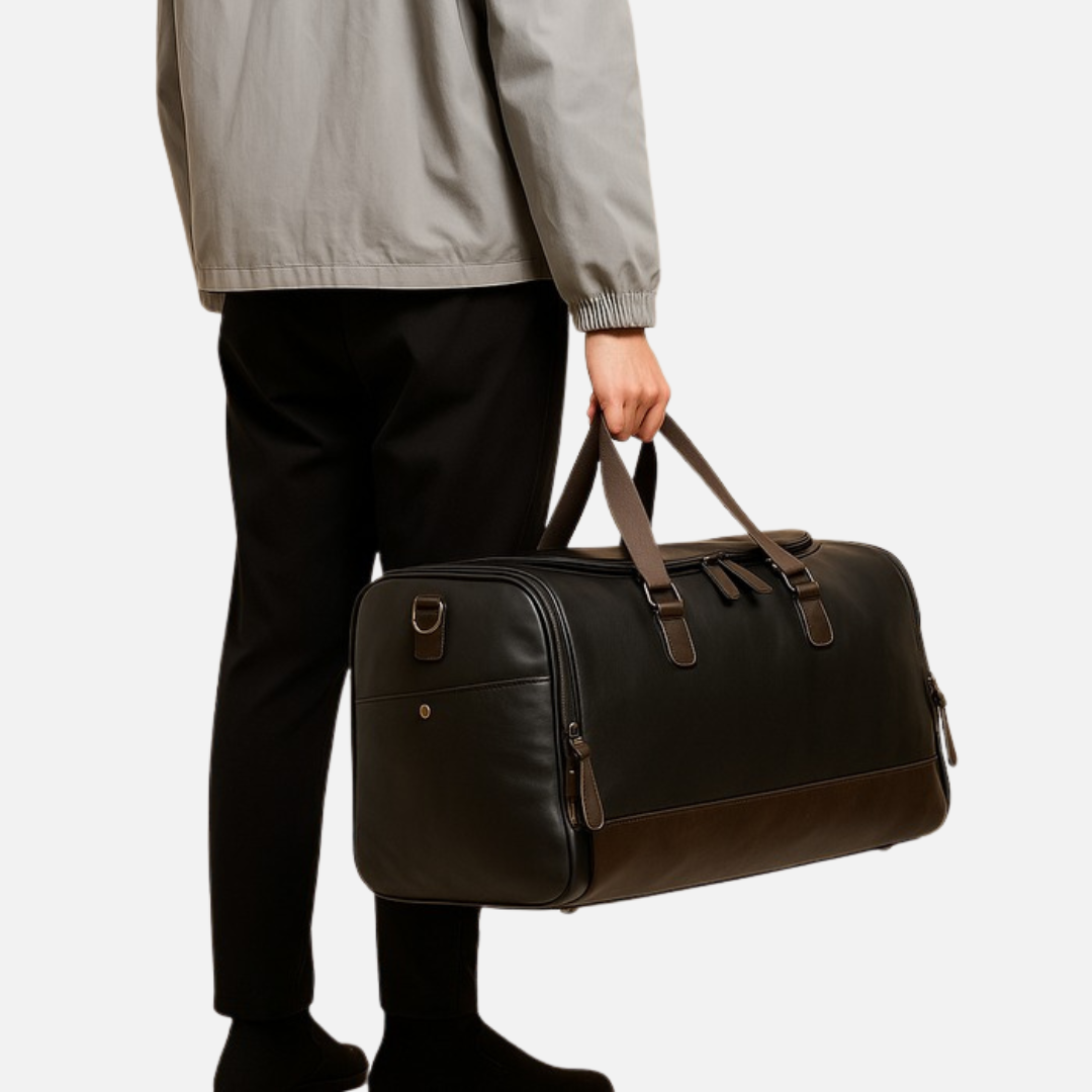 Men's Large Faux Leather Weekend Bag - Travel Duffle Overnight Bag