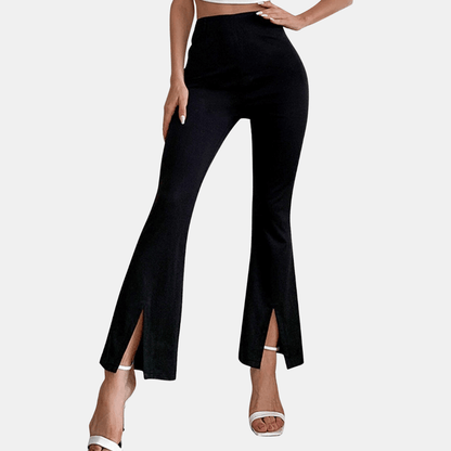 Fashionable High Waist Wide Leg Pants with Slit Detail