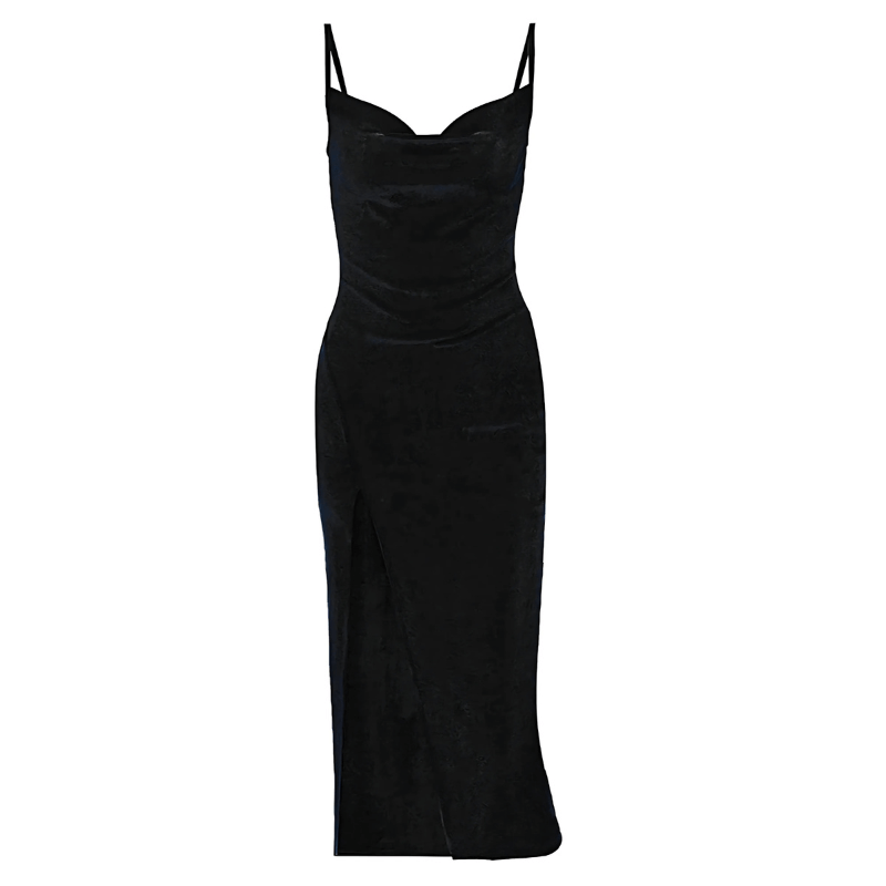 Luxurious Long Sleeve Slit Dress - Sophisticated