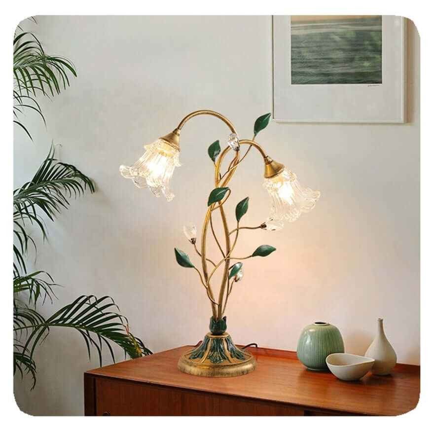 Luxurious Glass Floral Desk Lamp