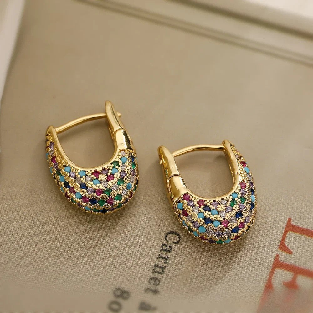 Vibrant Inlay Style Drop Earrings - Luxivelle